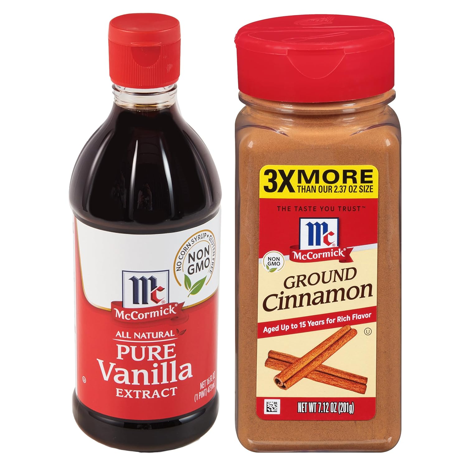 Mccormick Holiday Bundle - Pure Vanilla Extract 16 Fl Oz, Ground Cinnamon 7.12 Oz