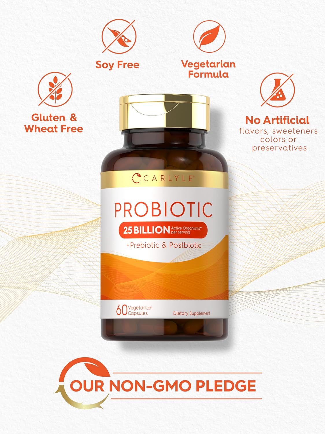 Carlyle Prebiotic & Probiotic | 25 Billion CFU | 60 Capsules | for Women & Men | Powder Pills | Vegetarian, Non-GMO & Gluten Free Supplement : Health & Household