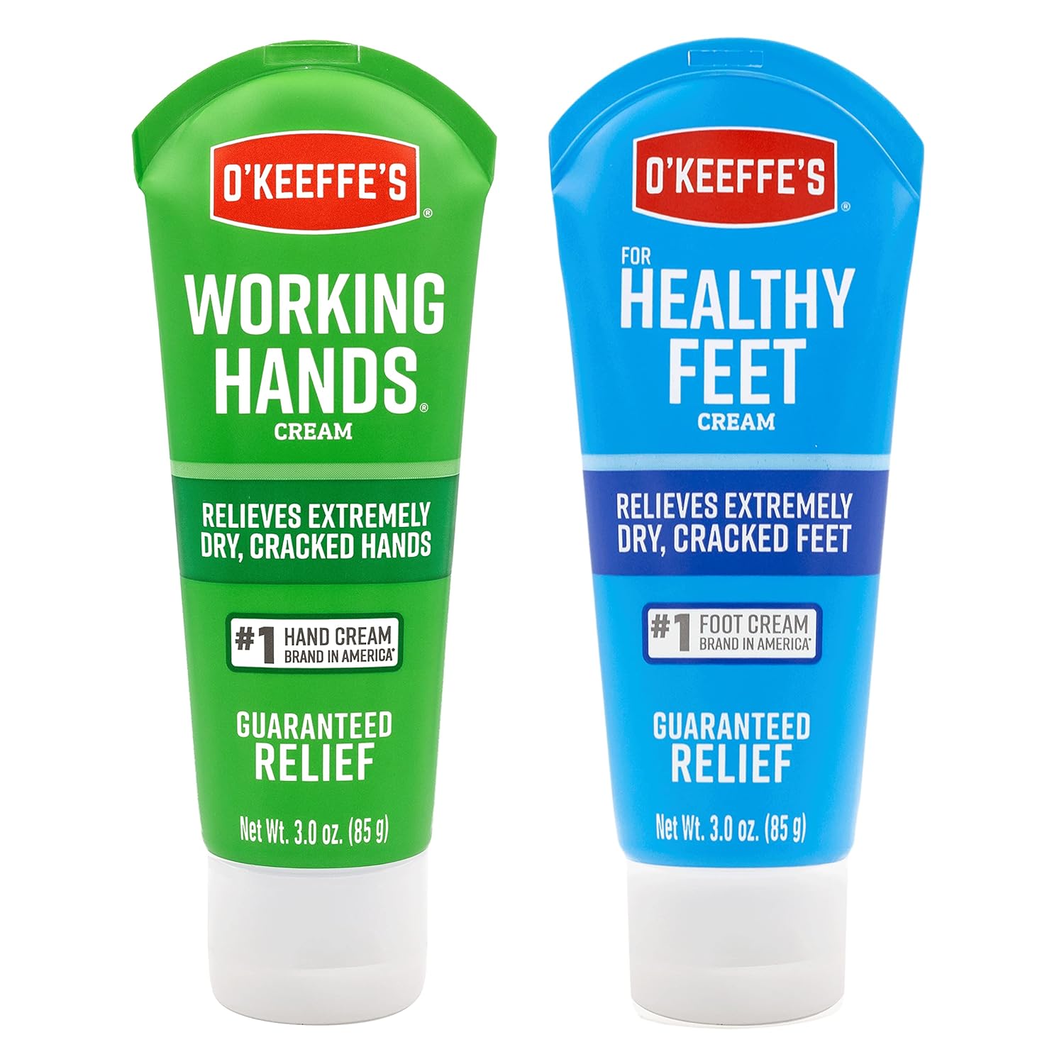 O'Keeffe's Working Hands Hand Cream, 3 Ounce Tube and Healthy Feet Foot Cream, 3 Ounce Tube