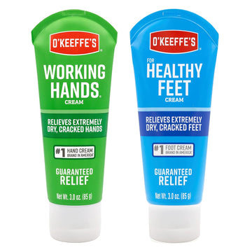 O'Keeffe'S Working Hands Hand Cream, 3 Ounce Tube And Healthy Feet Foot Cream, 3 Ounce Tube