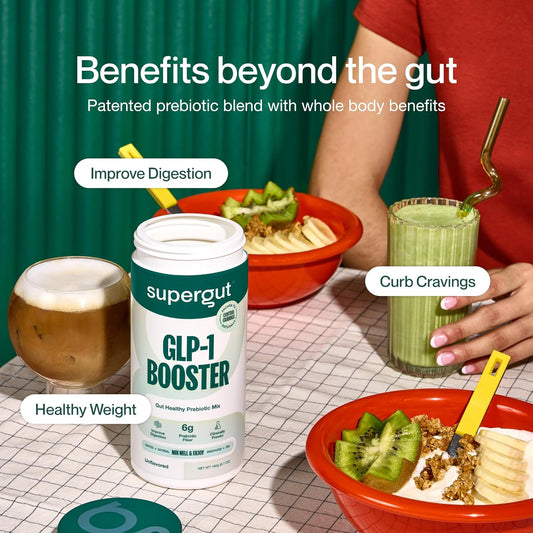 Supergut Gut Healthy Flavored Glp-1 Booster, Watermelon Lime - High Fiber Glp-1 Supplement Powder For Women & Men - Sugar-Free Drink Mix For Gut Health & Digestive Support (18 Servings)