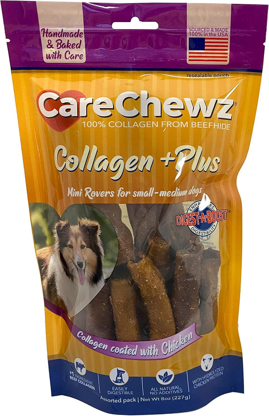 Pet Factory CareChewz Collagen +Plus Mini Rovers Dog Chew Treats - Chicken Flavor, 8 oz : Pet Supplies