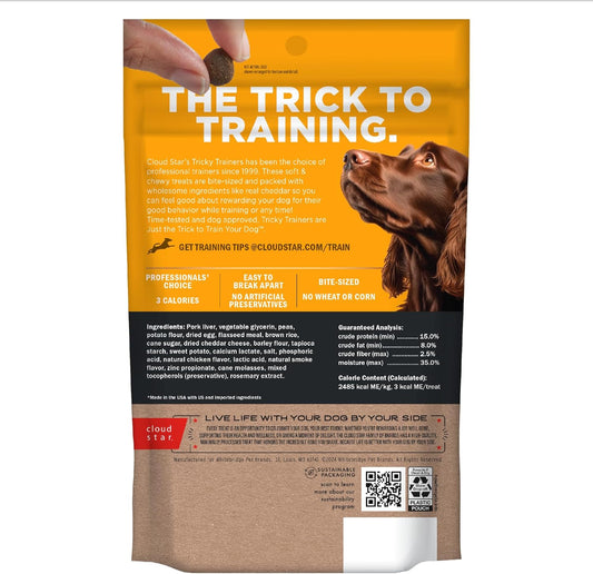 Cloud Star Tricky Trainers Soft & Chewy Dog Training Treats 5 Oz Pouch, Cheddar Flavor, Low Calorie Behavior Aid With 130 Treats