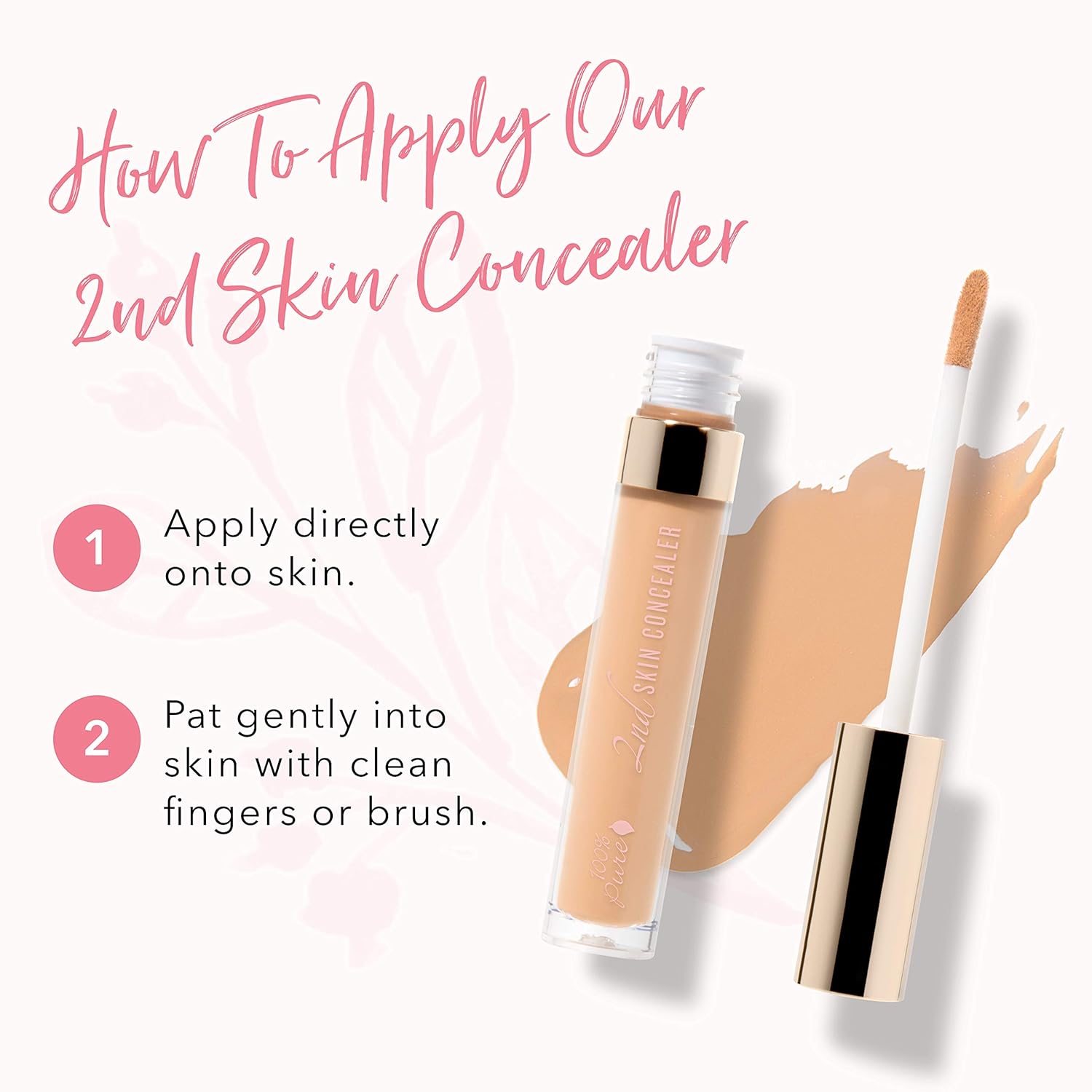 100% Pure 2Nd Skin Concealer (Fruit Pigmented), Shade 5, Full Coverage, Lightweight, Liquid Concealer For Face, Under Eyes, Vegan Makeup (For Medium-Tan Skin W/Neutral Tan Undertones) - 0.17 Fl Oz