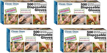 Clean Ones Disposable Gloves- 2000 Gloves, 500 Count (Pack Of 4)