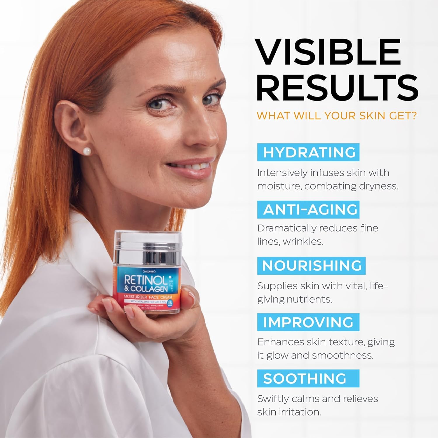 Retinol Cream For Face With Hyaluronic Acid, Anti Aging Wrinkle Cream For Women And Men, Day And Night Collagen Moisturizer To Minimize Wrinkles, Dryness, 1.85 Oz : Beauty & Personal Care