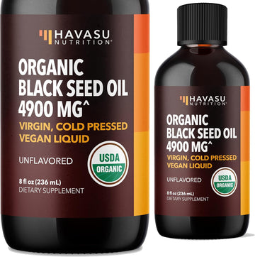 Organic Black Seed Oil Cold Pressed Liquid - Black Seed Oil Organic Cold Pressed Liquid For Immune Support & Digestive Health - Hair Superfood - 8 Fl Oz Vegan, Non-Gmo, Organic Black Cumin Seed Oil