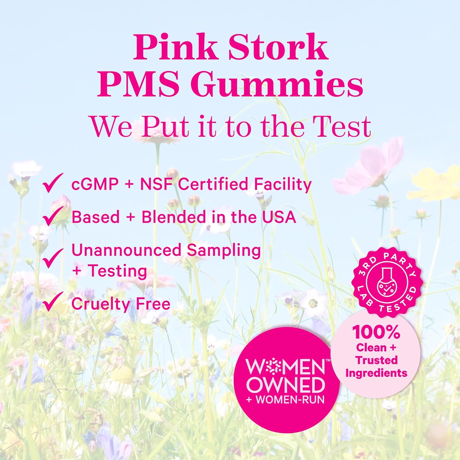 Pink Stork PMS Support Gummies - Red Raspberry Leaf & Black Cohosh for Bloating, Acne & Cravings - Proactive Period & PMS Support Supplement - Hormone Balance - 60 Plant-Based Berry Gummies : Health & Household