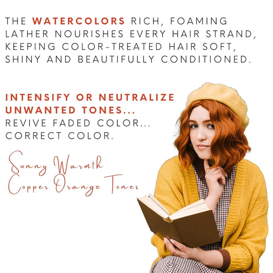 Tressa Watercolors Maintenance Shampoo - Use On Light Orange To Red Hair - Copper And Orange Tones - Safe For All Hair Types - Free Of Sulfates, Salts, Peroxide And Parabens - Liquid Copper - 8.5 Oz