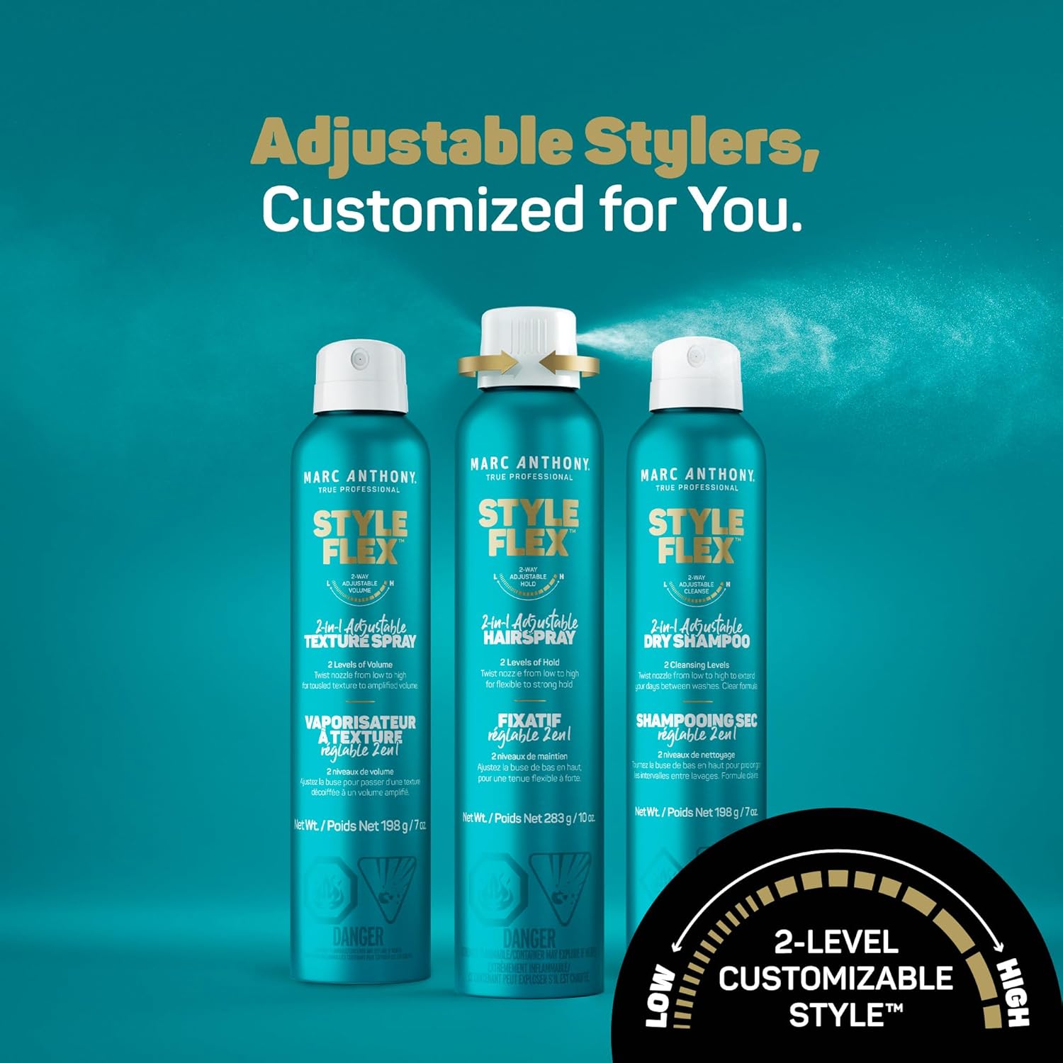 Marc Anthony Flexible to Extra Strong Hold Hair Spray, Style Flex 2-in-1 Adjustable Hairspray for Women & Men - Finishing & Styling Spray for Controlled & Well-Groomed Look - Flake-Free, 10 oz : Beauty & Personal Care