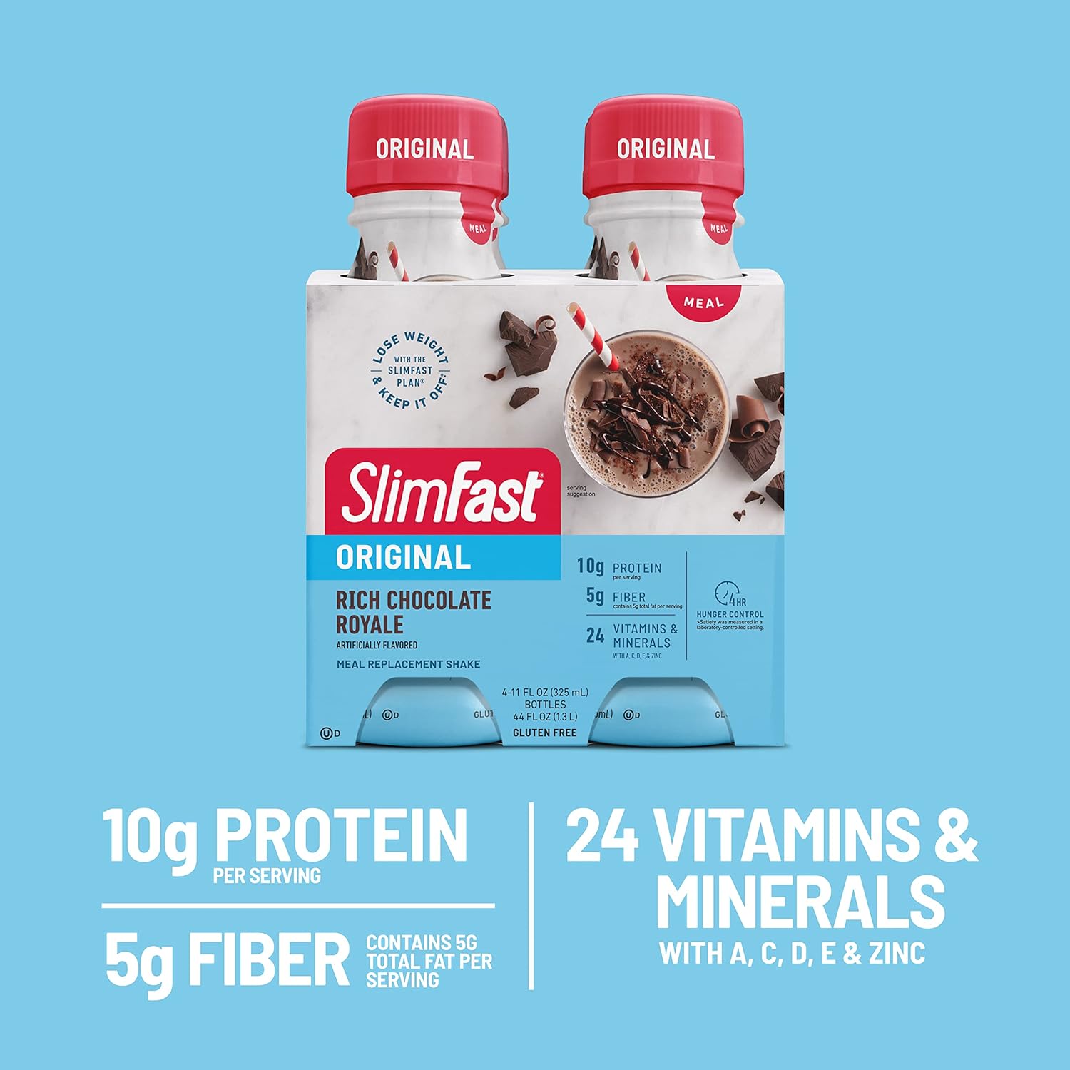 SlimFast Meal Replacement Shake, Original Rich Chocolate Royale, 10g of Ready to Drink Protein, 11 Fl. Oz Bottle, 4 Count (Pack of 3) (Packaging May Vary) : Health & Household