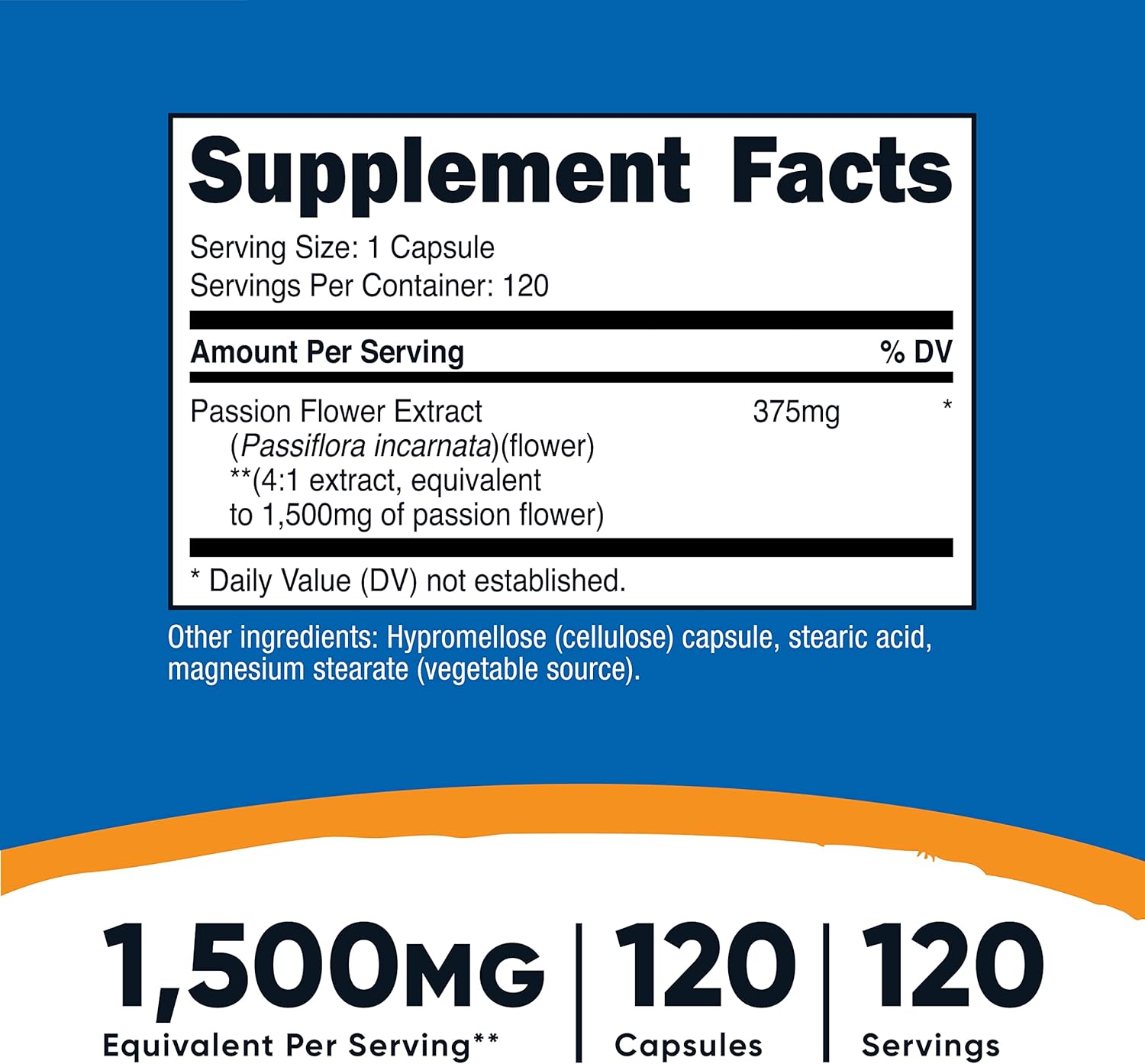 Nutricost Passion ower Extract (1,500mg Equivalent) 120 Capsules - Gluten Free, Non-GMO, and Vegetarian Friendly