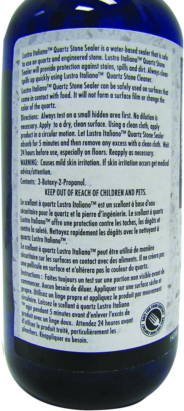 Lustro Italiano Quartz Stone Sealer, 16 oz., Blue : Health & Household