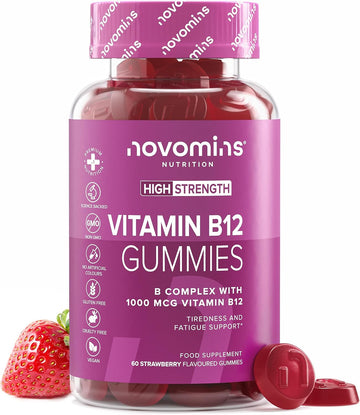Vitamin B12 Gummies - Vegan - High Strength - 1 Month Supply - Vitamin B12 1000 Mcg – Enriched With Vitamin C, B1, B2, B6, Biotin - Gummies Made By Novomins