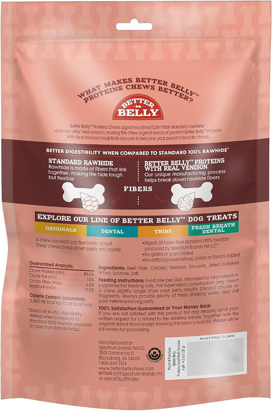 Better Belly Highly Digestible Rawhide Small Roll Chews, Treat Your Dog to a Chew With NO Artificial Colors or Flavors