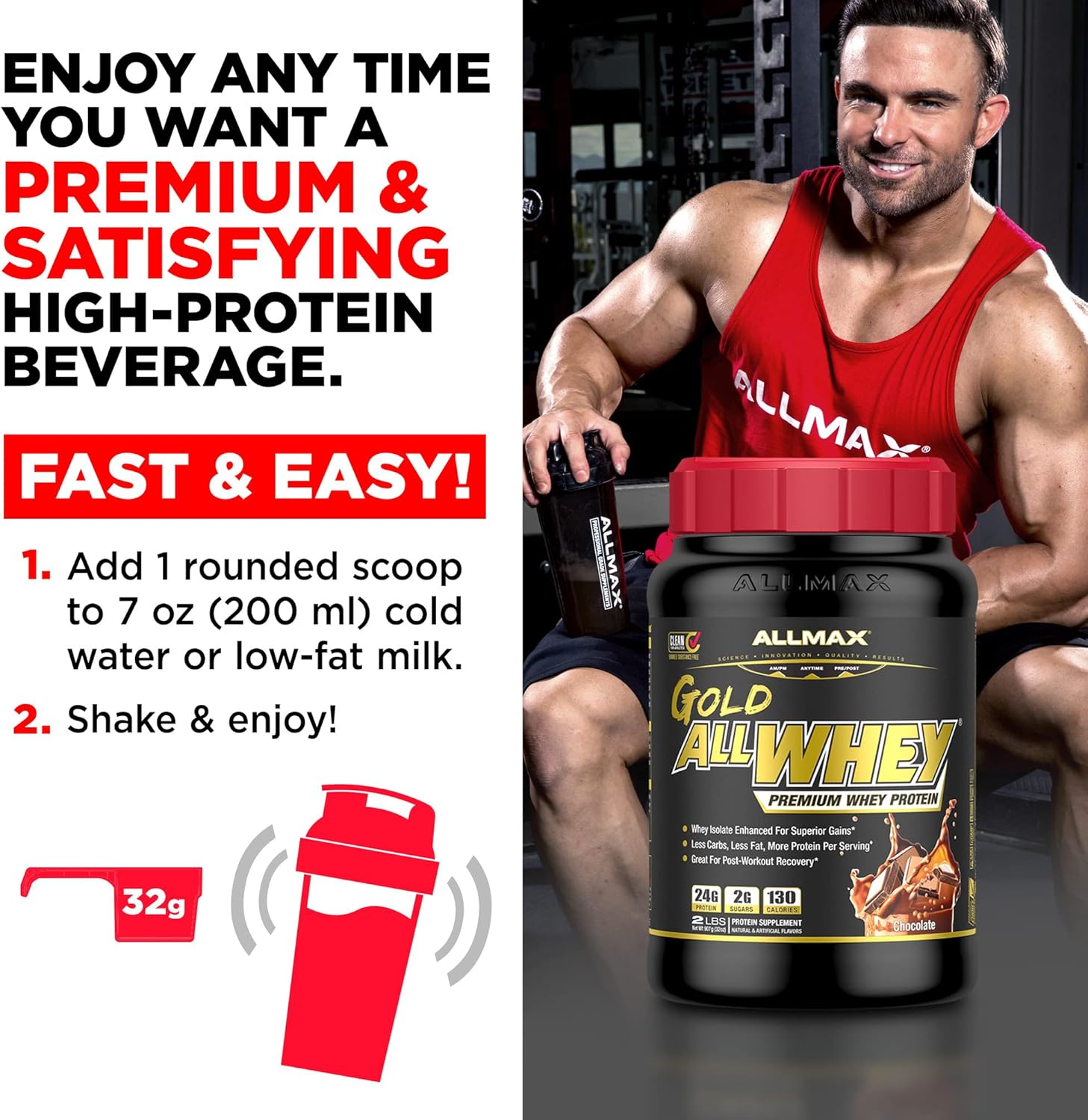 ALLMAX Nutrition - Gold ALLWHEY Protein Powder, Whey Protein Blend for Strength and Muscle Gains, Post Workout Recovery, Gluten Free, 24 Grams of Protein, Strawberry, 5 Pound : Health & Household