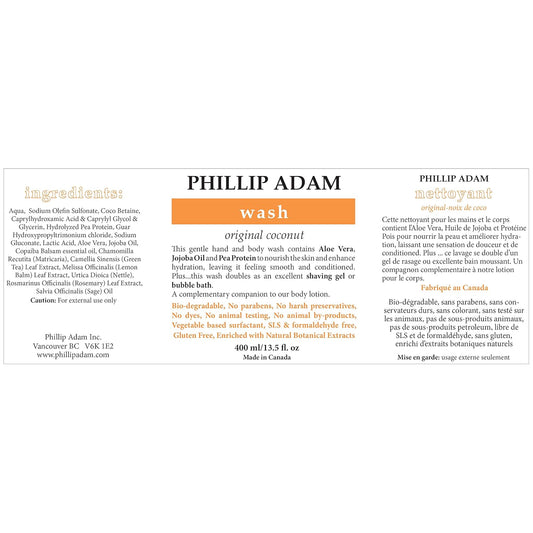 Phillip Adam Coconut Body Wash For All Skin Types - Sulfate Free And Gluten Free - All-Natural Based Ingredients - 13.5 Fl Oz