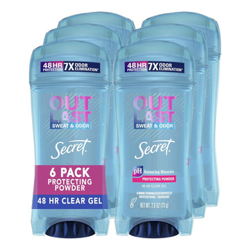 Secret Antiperspirant Deodorant For Women, Protecting Powder Scent, Clear Gel, Outlast Xtend, 2.6 Oz (Pack Of 6)