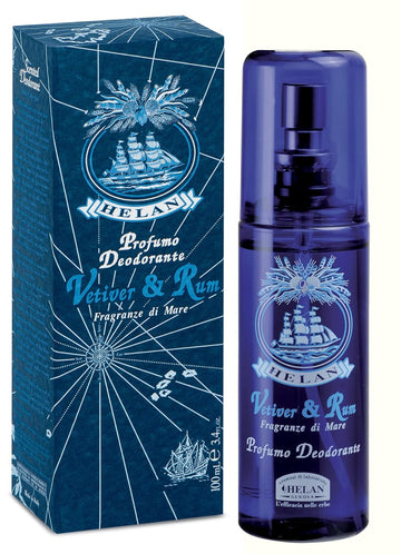 Helan Vetiver & Rum - Perfume & Deodorant Men In Spray With Essential Oils, Natural & Gentle On Skin For Body & Armpitsm Long Lasting Scented Mens Deodorant & Perfume For Men, Made In Italy, 100 Fl Oz