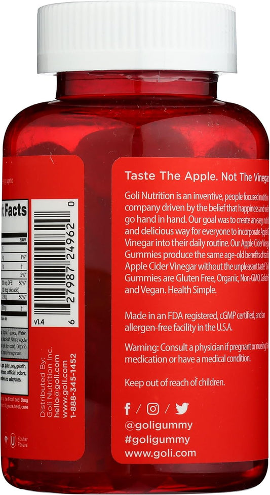 Goli Nutrition World'S First Apple Cider Vinegar Gummies 60 Count, 60 Count