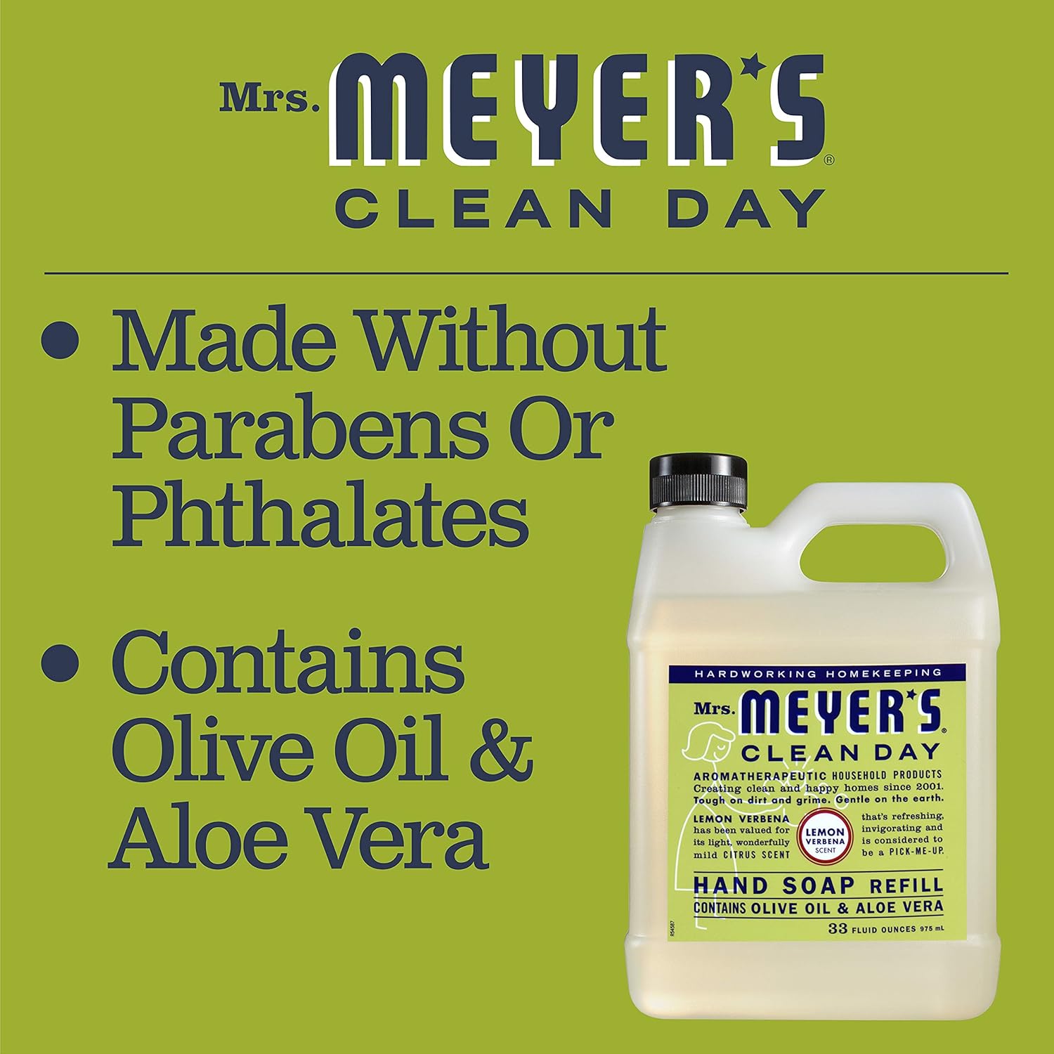 MRS. MEYER'S CLEAN DAY Hand Soap Refill, Made with Essential Oils, Biodegradable Formula, Lemon Verbena, 33 Fl. Oz - Pack Of 2 : Electronics