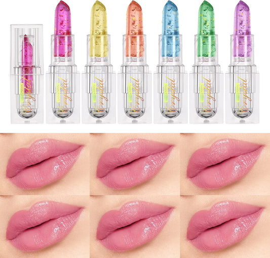Crystal Jelly Lipstick Set Magic Color Change Lipstick 6 Pcs Long Lasting Nutritious Lip Balm Set With Gift Box
