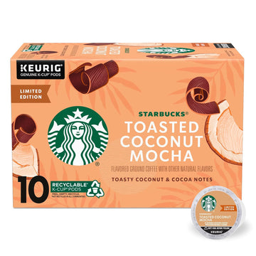 Starbucks K-Cup Coffee Pods, Toasted Coconut Mocha Naturally Flavored Coffee For Keurig Coffee Makers, 100% Arabica, Limited Edition, 1 Box (10 Pods)