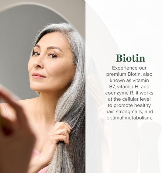 Global Healing Center - Biotin (Vitamin B7) Biotin For Hair Growth Supplement Vitamins, Supports Radiant Skin, And Stronger Nails, Hair Loss Vitamins For Women And Men, More Than The 1000Mcg
