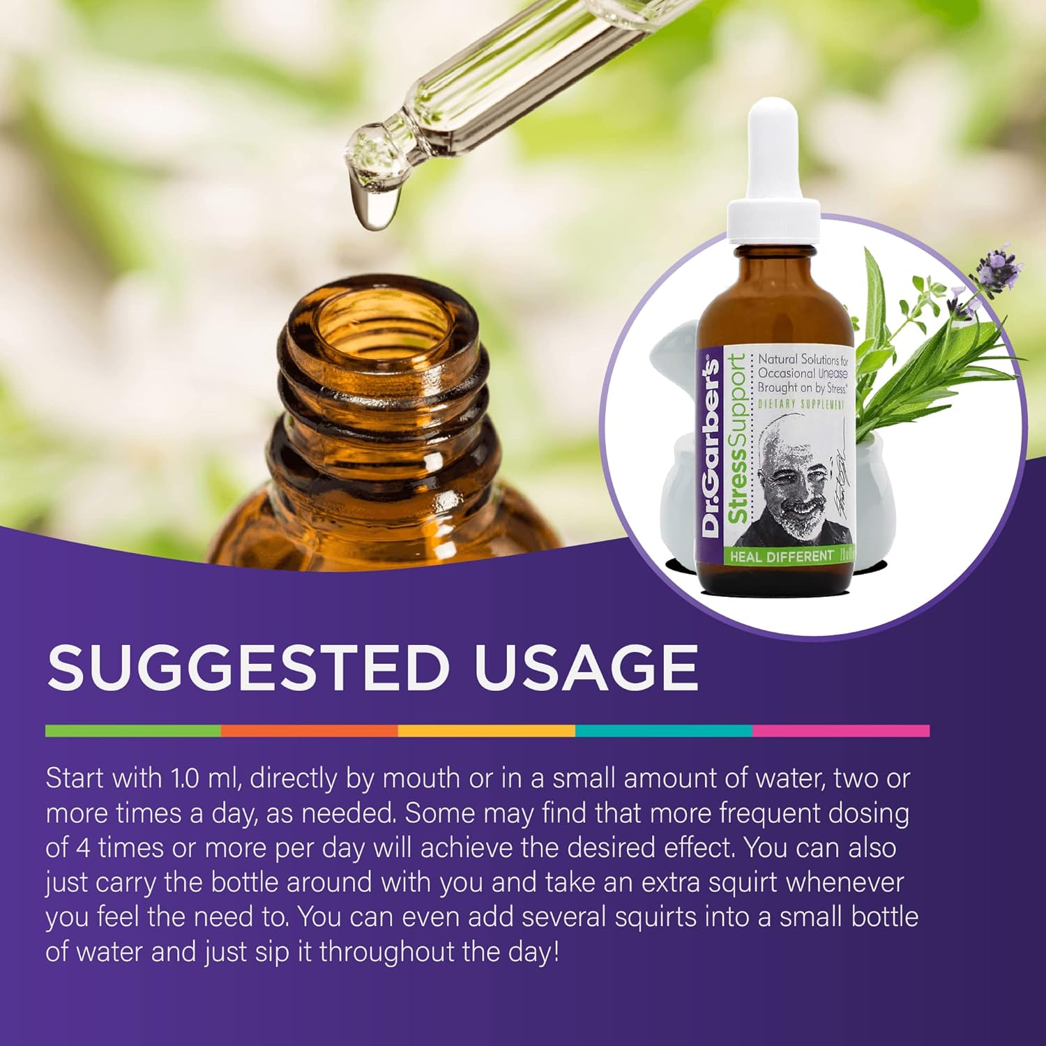 Dr. Garber'S Natural Solutions Stress Support Oral Drops - Gemmotherapy Liquid Supplement To Relieve Stress, Unease, Nervousness & Irritability And Promote Mental Clarity And Calm Mind & Body - 60Ml : Health & Household