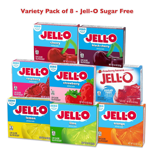 Jello Sugar Free Variety 8 Pack. Jell-O, Sugar Free Jello Mix, Sugar Free Jello Cups, Sugarfree, Lime Jello, Gelatina Sin Azucar, Sugar Free Gelatin Mix