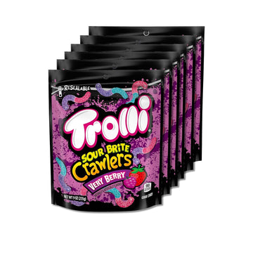 Trolli Sour Brite Crawlers Gummy Candy, Very Berry, 9 Ounce Bags (Pack Of 6)