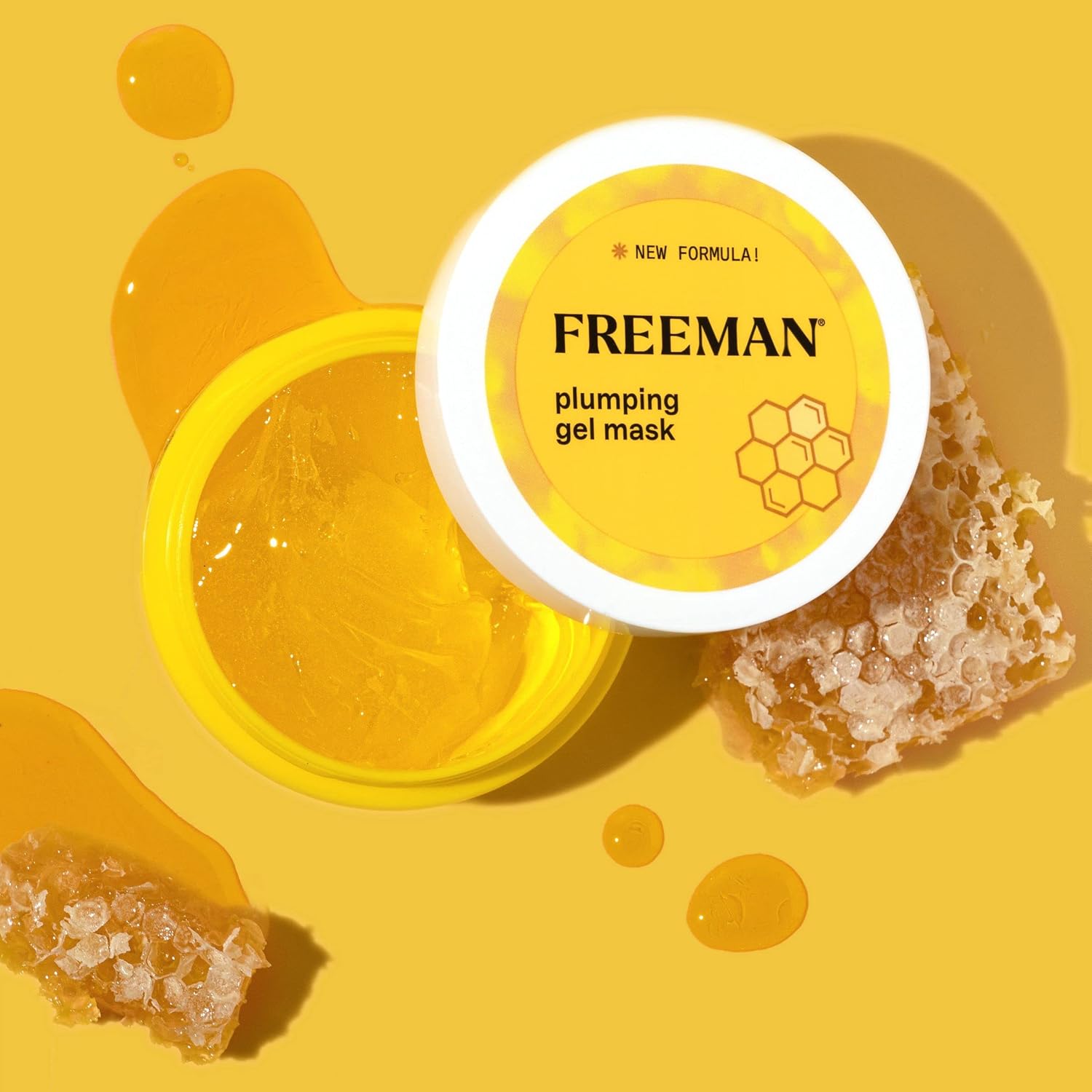 Freeman Plumping Manuka Honey Gel Facial Mask, Niacinamide & Honey, Plumping & Nourishing, Unclogs Pores, Moisturizes Skin for Healthy Glow, Vegan & Cruelty Free, 2 fl.oz./60 mL Jar, 2 Count : Beauty & Personal Care