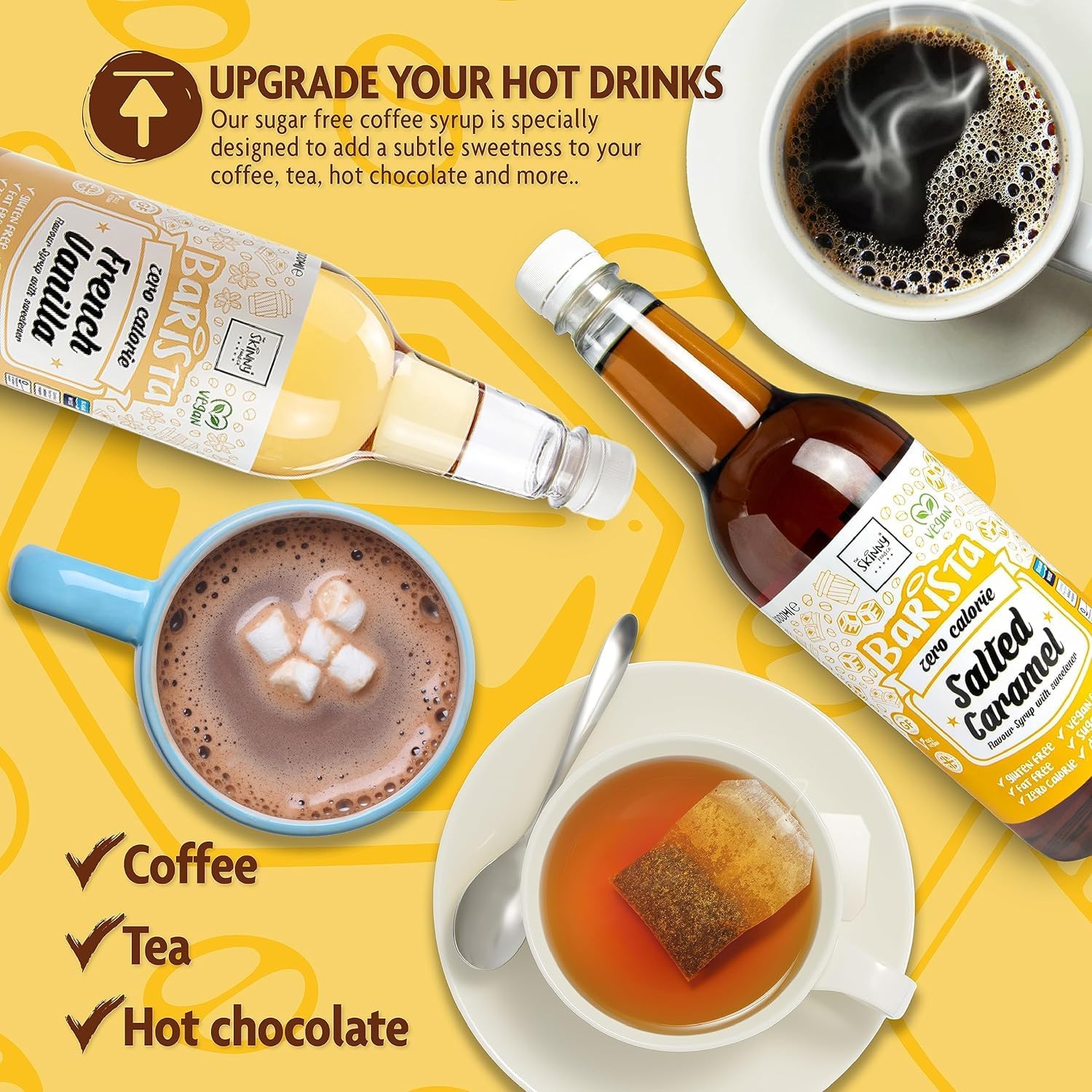 Skinny Food Co Salted Caramel Syrup Zero Calorie 1L - Sugar Free Coffee Syrups For Tea, Hot Chocolate, Fruit, Baking, Protein Drinks - Vegan-Friendly, Gluten-Free & Fat-Free - Syrups For Coffee Drinks : Amazon.co.uk: Grocery