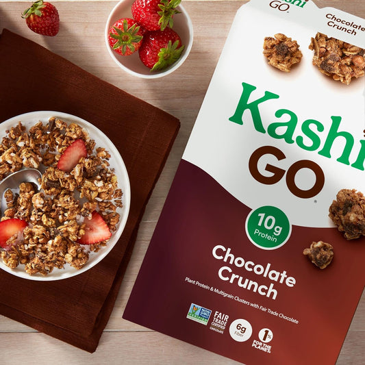 Kashi GO Cold Breakfast Cereal, Vegan Protein, Fiber Cereal, Chocolate Crunch, 12.2oz Box (1 Box)