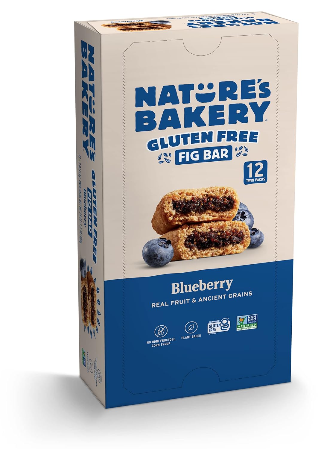 Nature'S Bakery Gluten Free Fig Bars, Blueberry, 1- 12 Count Box Of 2Oz Twin Packs (12 Packs), Vegan Snacks, Non-Gmo