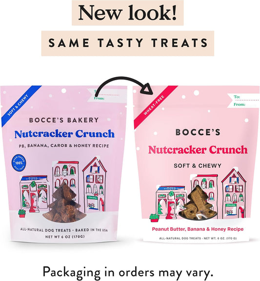 Bocce'S Bakery All-Natural, Seasonal, Nutcracker Crunch Dog Treats, Wheat-Free, Limited-Ingredient Soft & Chewy Treats Inspired By Christmas, 6 Oz