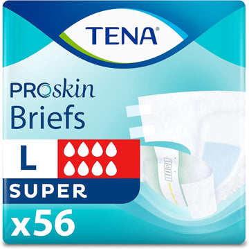 Tena Incontinence Adult Diapers, Maximum Absorbency, Disposable Briefs, Proskin - Large - 56 Ct