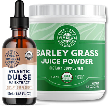 Vimergy Usda Organic Atlantic Dulse, 55 Servings And Organic Barley Grass Juice Powder, 62 Servings - Bundle