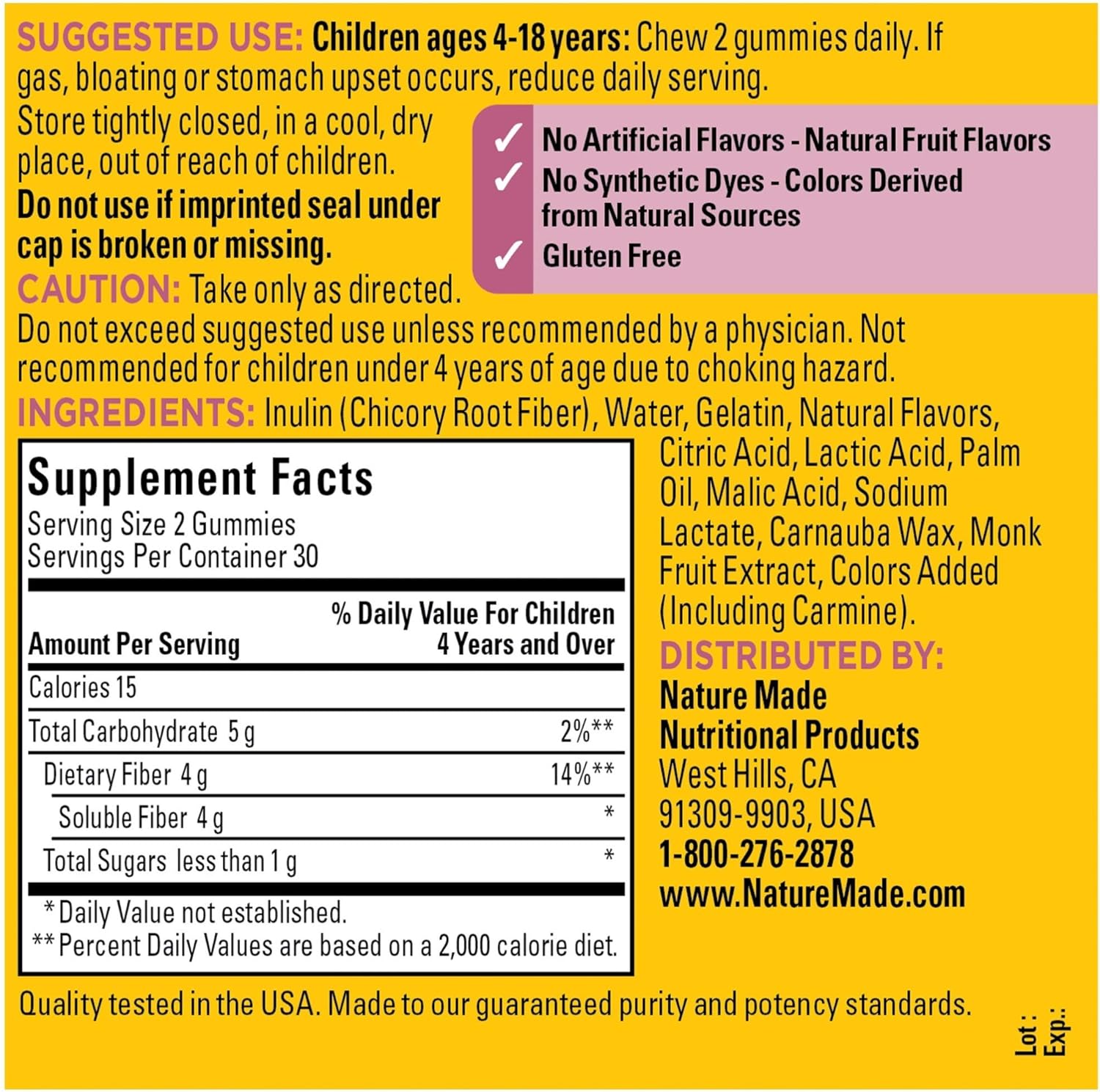 Nature Made Kids First Fiber Gummies, 60 Count for Digestive Health