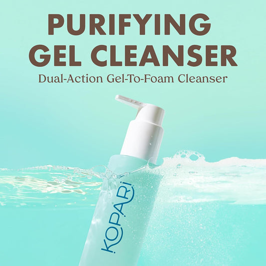 Kopari Marine Clean Purifying Gel Cleanser, Infused With Amino Acids & Vitamin B5, Dual-Action Gel-To-Foam Cleanser, Gentle And Nourishing, 5 Oz