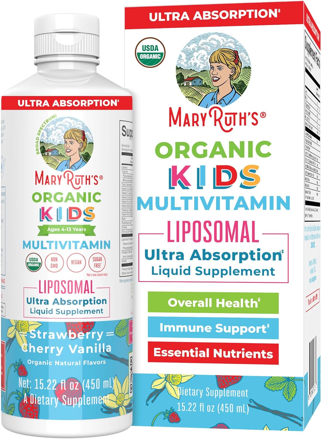 Maryruth'S Kids Multivitamin Lipsomal | Vegan, Sugar-Free Vitamins For Kids Ages 2+ | Childrens Vitamins 1-2 Month Supply | Multivitamin For Kids | Multi | Kids Vitamins | 15.22 Fl Oz