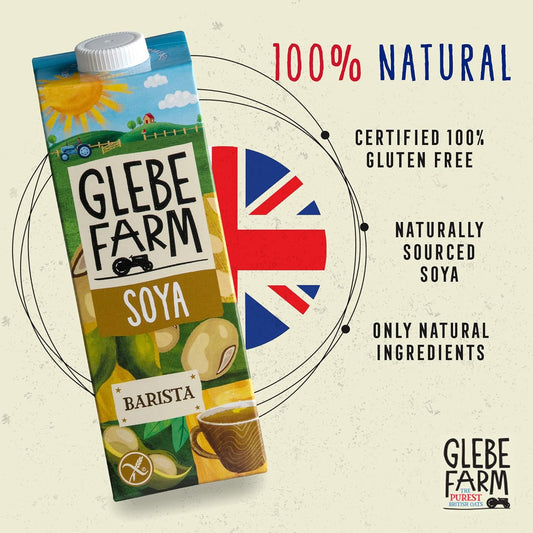 Glebe Farm Gluten Free Soya Milk, Healthy Dairy Free, Coffee Creamer & High Protein Soya Barista Milk For The Perfect Microfoam, Multipack, 6 X 1 Litre