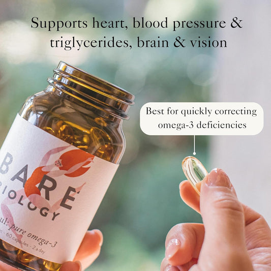 Bare Biology Super Strength Pure Omega 3 Fish Oil 1,460Mg - Life & Soul Daily Omega 3 Capsules (1 Month Supply - 60 Capsules) Epa 860Mg Dha 440Mg, Supports Heart, Brain Function & Eye Health