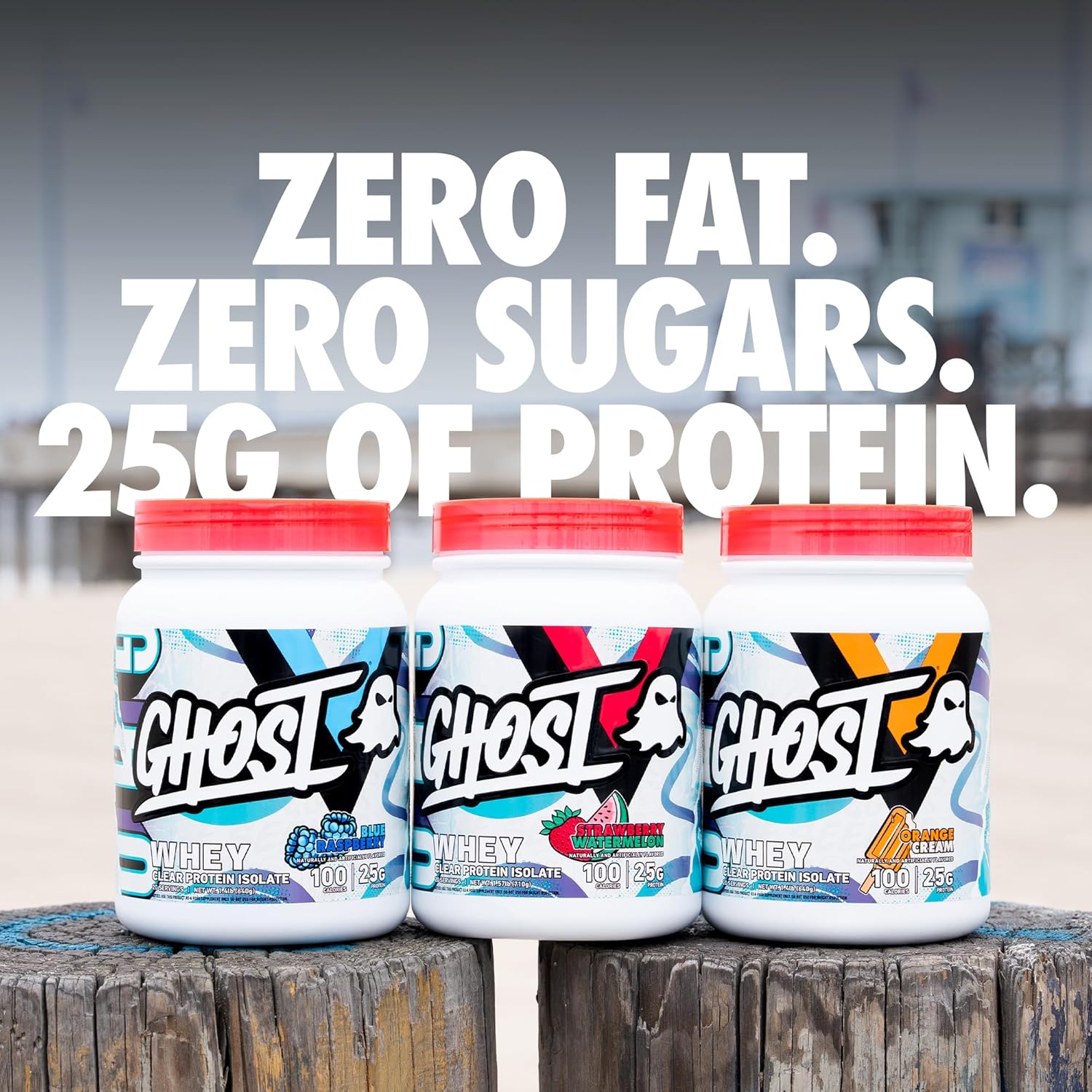 Ghost Clear Whey Isolate Protein Powder, Strawberry Watermelon - 1.57 Lb Tub, 25G Of Whey Protein - Post Workout Drink For Muscle Gain & Recovery – Sugar Free, Soy Free & Zero Fat, 20 Servings : Health & Household