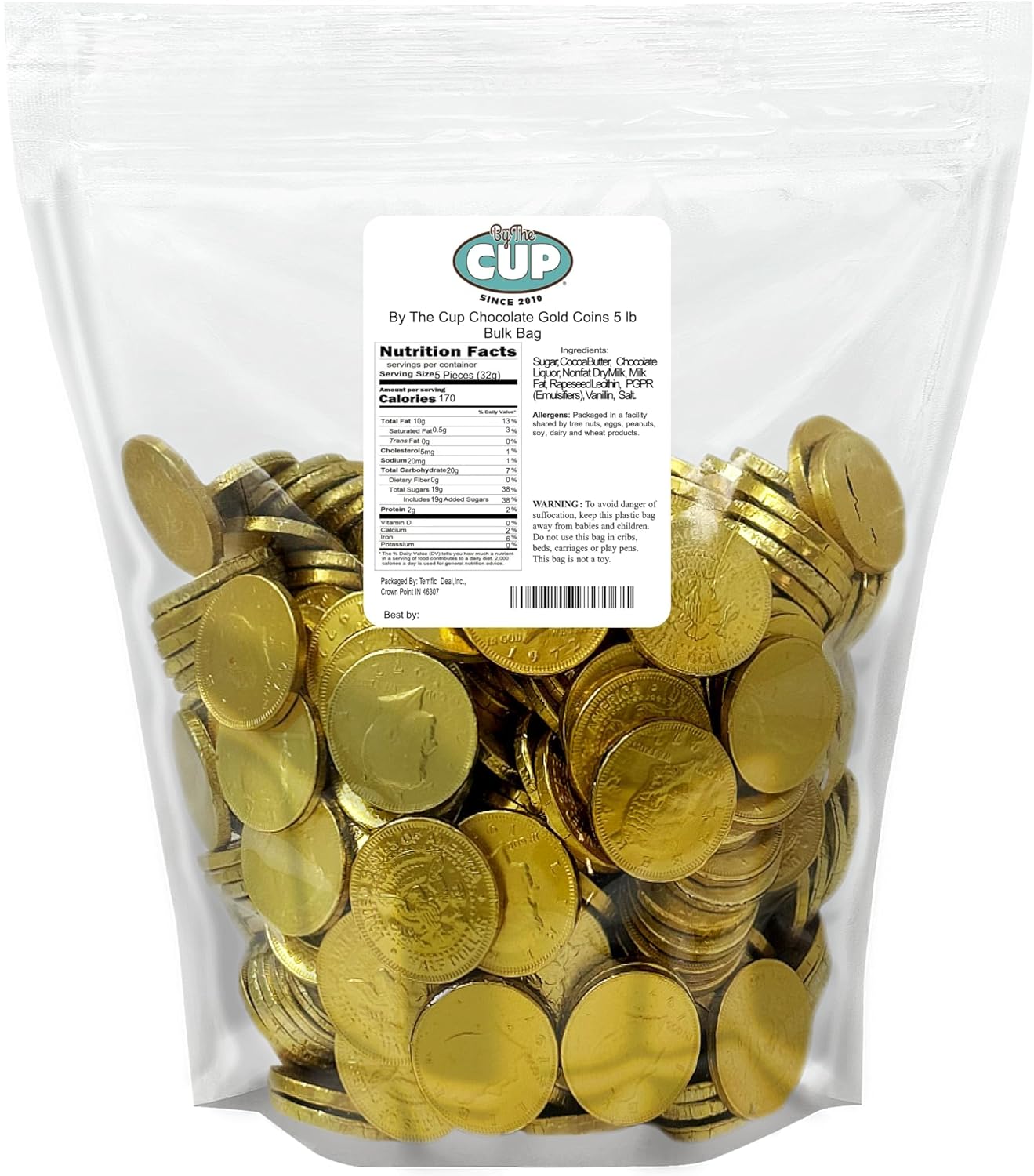 Milk Chocolate Gold Coins, 5 lb By The Cup Bulk Bag (Approximately 300 Coins)