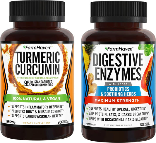 FarmHaven Turmeric Curcumin with Black Pepper and Digestive Enzymes with 18 Probiotics & Herbs : Health & Household