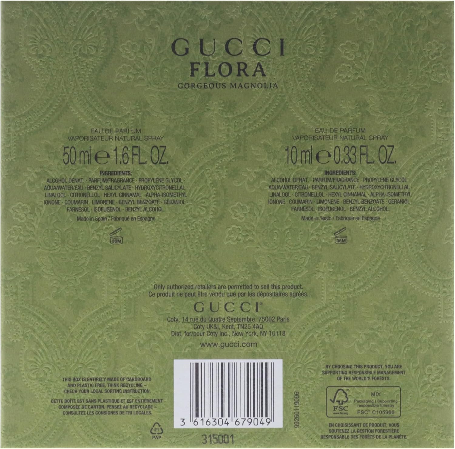 Flora Gorgeous Magnolia By Gucci For Women - 2 Pc Gift Set 1.6Oz Edp Spray, 0.33Oz Edp Spray