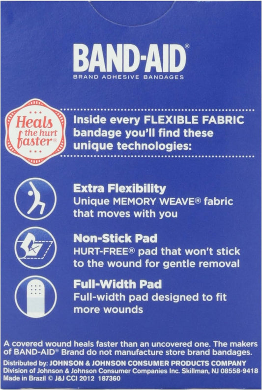 Band-Aid Bandages Flexible Fabric Assorted Sizes 30 Each (Pack Of 2)