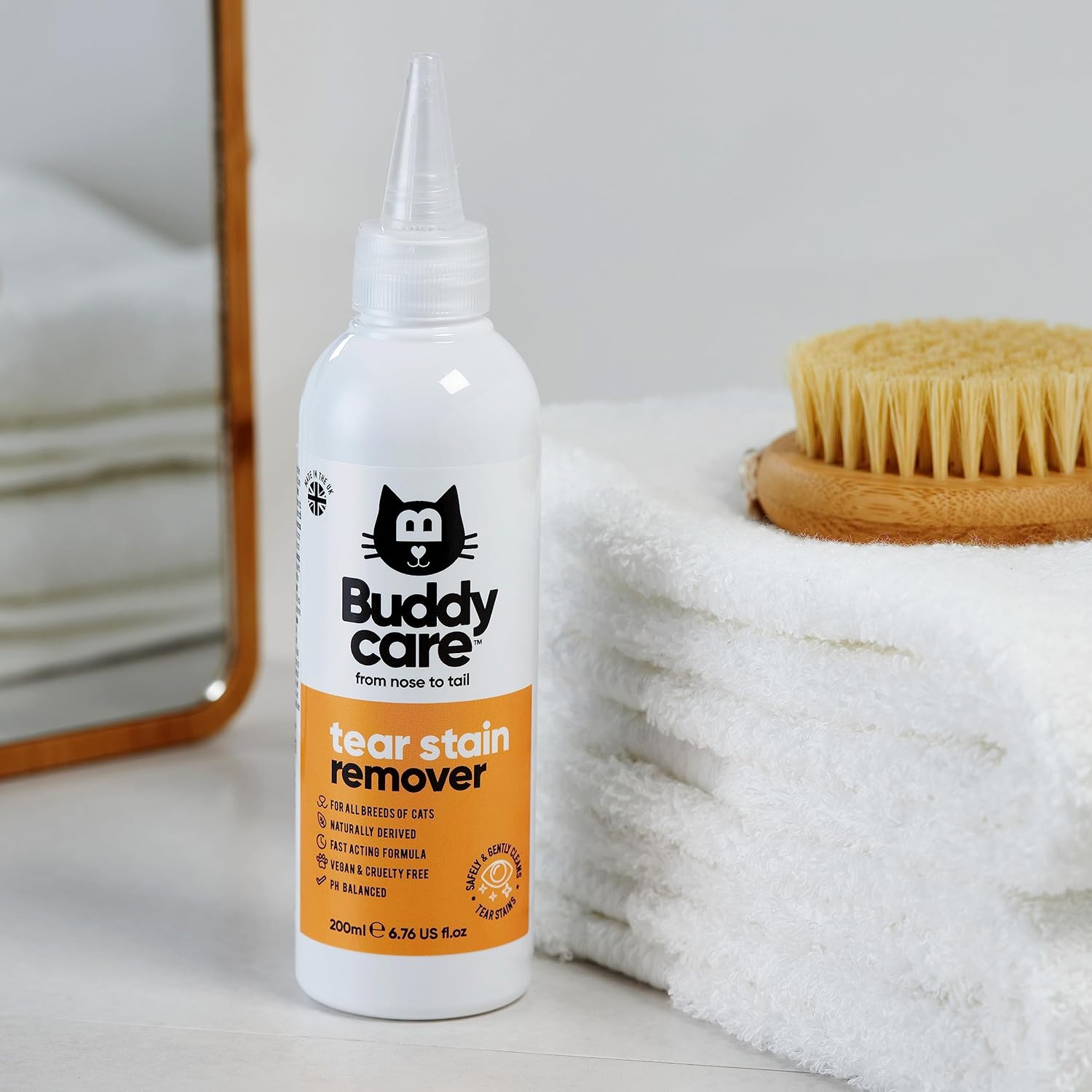 Cat Tear Stain Remover by Buddycare | Fast-Acting Tear Stain Remover for Cats| Naturally Derived, PH-Balanced Formula (200ml) :Pet Supplies