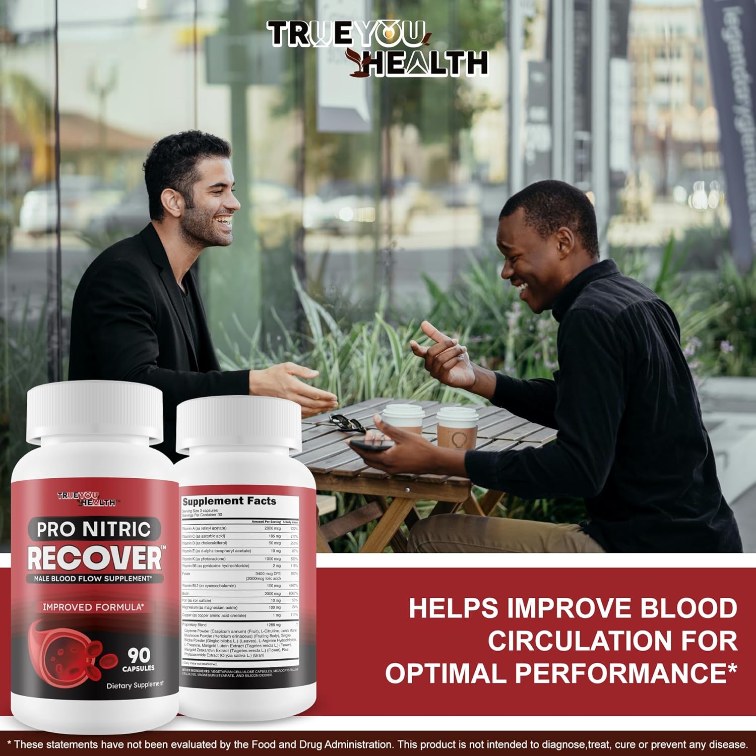 Pro Nitric Recover - Improved Formula - Our Best Blood Flow Supplement - Nitric Oxide Circulation And Vein Support - Healthy Blood Flow Circulation Supplements For Men Blood Vitamin Blood Flow Booster : Health & Household